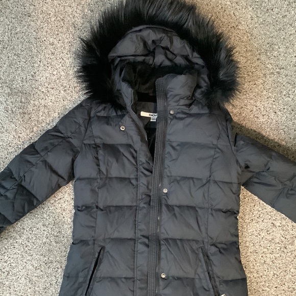 DkNy long puffer coat faux fur hoodie size XS - Picture 4 of 16